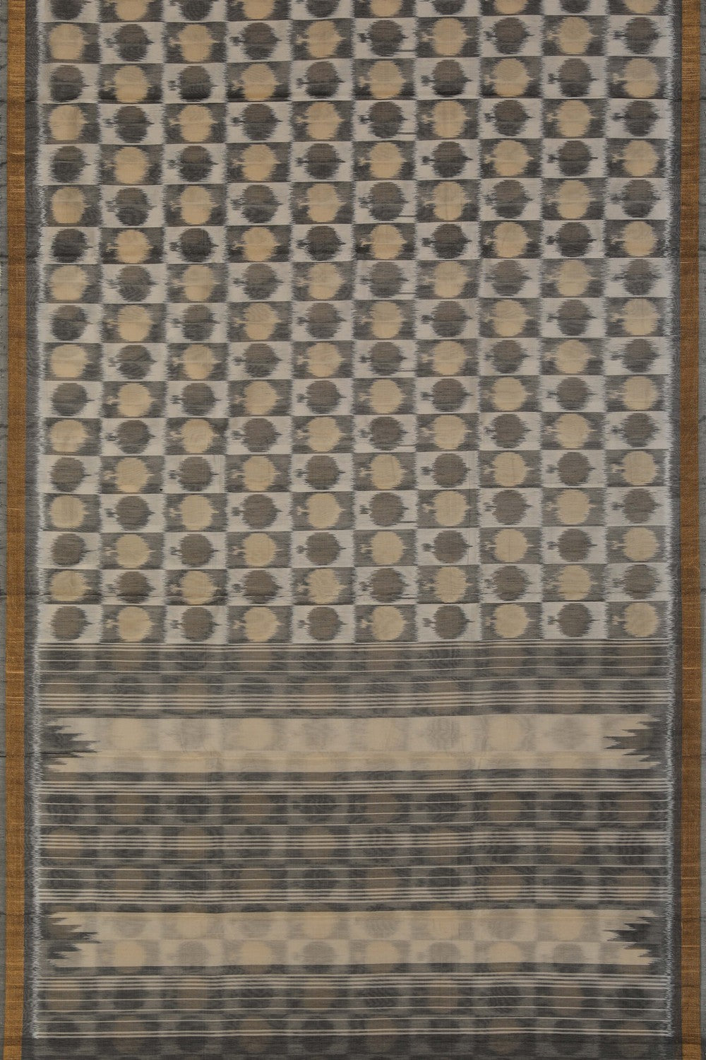 Image of Ikat Cotton-Silk Grey Saree